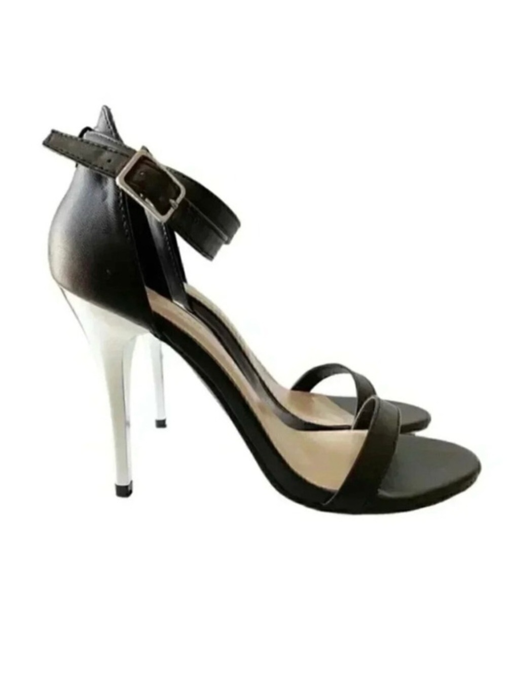 Le Chateau Black Silver Strappy High Heel Sandals Size 9